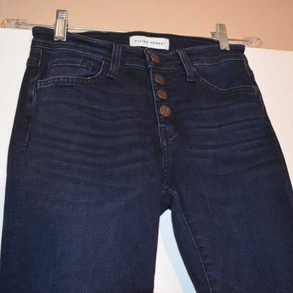 Flying Monkey Jeans Dark Blue Buttons Fastener Stretch Soft fabric Women 25 - Picture 3 of 5